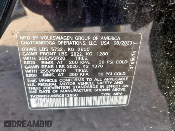 2024 Volkswagen Atlas SE z VIN 1V2WR2CA5RC512850, wystawiony jako Copart lot #61061035 z przebiegiem 15 356 mil mil oraz Czysty tytuł • Clean title. Historia ofert i sprzedaży dostępna na DreamBid. Obrazek 15.