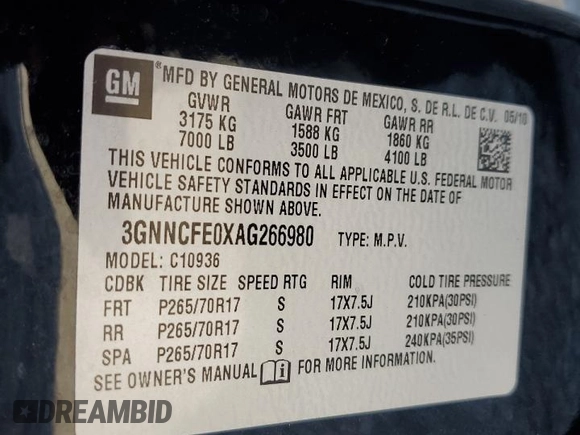 2010 Chevrolet Avalanche LT with VIN 3GNNCFE0XAG266980, listed as a Copart auction lot 69102634 with 40,978 mi miles and Salvage Title. Bid and sale history available at carsss.com. Image 12.