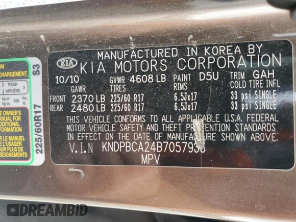 2011 Kia Sportage LX z VIN KNDPBCA24B7057936, wystawiony jako Copart lot #55645095 z przebiegiem 152 923 mil mil oraz Szkoda całkowita • Salvage title. Historia ofert i sprzedaży dostępna na DreamBid. Obrazek 13.