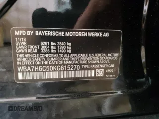 2019 BMW 7 Series M760i xDrive with VIN WBA7H6C50KG615270, listed as a Copart auction lot 59960854 with 42,172 mi miles and Salvage title. Bid and sale history available at DreamBid. Image 13.