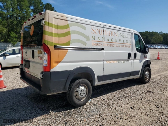 2021 Ram ProMaster Cargo Van with VIN 3C6LRVAG3ME558831, listed as a Copart auction lot 68833904 with 56,941 mi miles and Salvage Title. Bid and sale history available at carsss.com. Image 3.