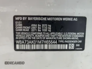 2021 BMW 2 Series 228i xDrive with VIN WBA73AK01M7H65644, listed as a Copart auction lot 47182605 with 60,793 mi miles and Salvage Title. Bid and sale history available at DreamBid. Image 13.