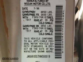 1999 Nissan Pathfinder XE with VIN JN8AR05S7XW300019, listed as a Copart auction lot 49914625 with 204,678 mi miles and Salvage Title. Bid and sale history available at carsss.com. Image 12.