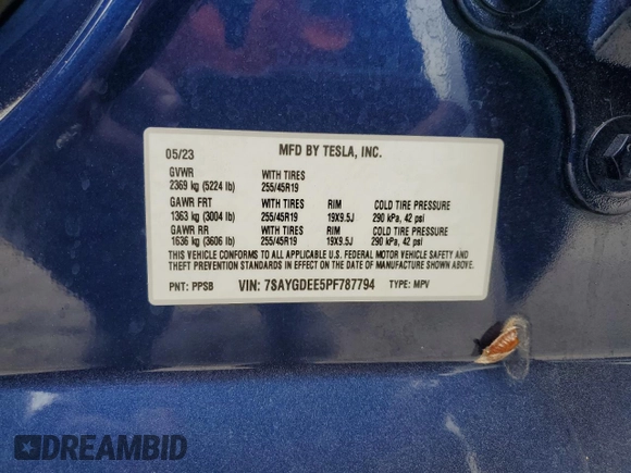 2023 Tesla Model Y Long Range z VIN 7SAYGDEE5PF787794, wystawiony jako Copart lot #55212605 z przebiegiem 30 277 mil mil oraz Szkoda całkowita • Salvage title. Historia ofert i sprzedaży dostępna na DreamBid. Obrazek 13.