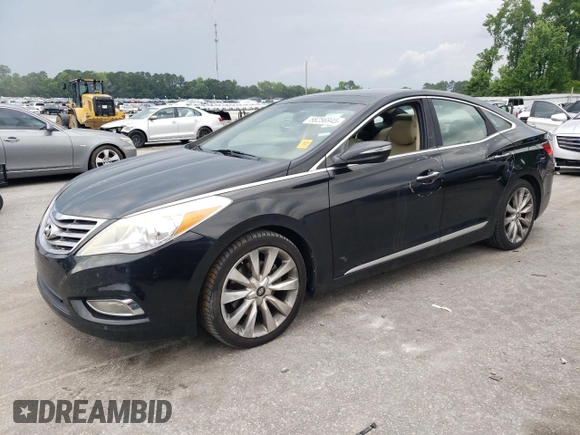 2013 Hyundai Azera with VIN KMHFH4JGXDA198345, listed as a Copart auction lot 58256945 with 102,711 mi miles and Salvage title. Bid and sale history available at DreamBid. Image 1.
