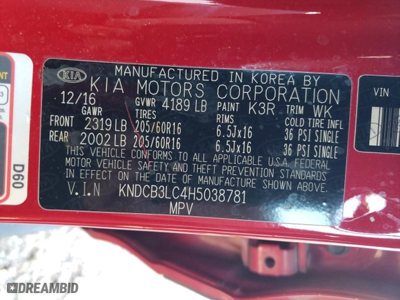2017 Kia Niro LX with VIN KNDCB3LC4H5038781, listed as a Copart auction lot 48201755 with 154,648 mi miles and Salvage Title. Bid and sale history available at carsss.com. Image 13.