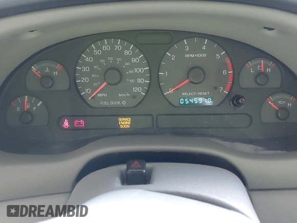 1999 Ford Mustang with VIN 1FAFP4040XF124637, listed as a IAAI auction lot 41793662 with 54,591 mi miles and . Bid and sale history available at DreamBid. Image 7.