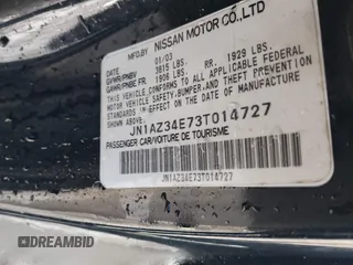 2003 Nissan 350Z Touring z VIN JN1AZ34E73T014727, wystawiony jako IAAI lot #41377420 z przebiegiem 170 323 mil mil oraz . Historia ofert i sprzedaży dostępna na DreamBid. Obrazek 9.