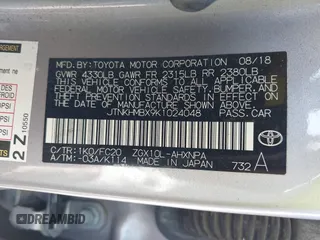2019 Toyota C-HR XLE with VIN JTNKHMBX9K1024048, listed as a IAAI auction lot 41775374 with 38,909 mi miles. Bid and sale history available at carsss.com. Image 9.