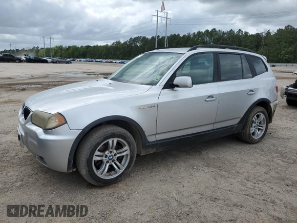 2006 BMW X3 3.0i with VIN WBXPA93466WD29294, listed as a Copart auction lot 51621175 with 235,144 mi miles and Salvage Title. Bid and sale history available at carsss.com. Image 1.