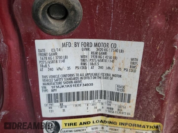 2014 Ford Expedition Max Limited with VIN 1FMJK1K51EEF34935, listed as a Copart auction lot 41443755 with 183,724 mi miles and Non repairable. Bid and sale history available at DreamBid. Image 28.