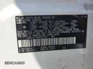 2006 Toyota RAV4 Limited with VIN JTMZD31V265010192, listed as a Copart auction lot 62068835 with 214,745 mi miles and Salvage title. Bid and sale history available at DreamBid. Image 13.