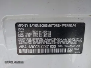 2020 BMW 5 Series 530e with VIN WBAJA9C02LCD31800, listed as a IAAI auction lot 41669765 with 99,024 mi miles and . Bid and sale history available at DreamBid. Image 9.