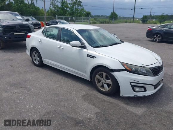 2015 Kia Optima LX with VIN 5XXGM4A71FG504439, listed as a IAAI auction lot 42470149 with 142,076 mi miles and . Bid and sale history available at DreamBid. Image 1.