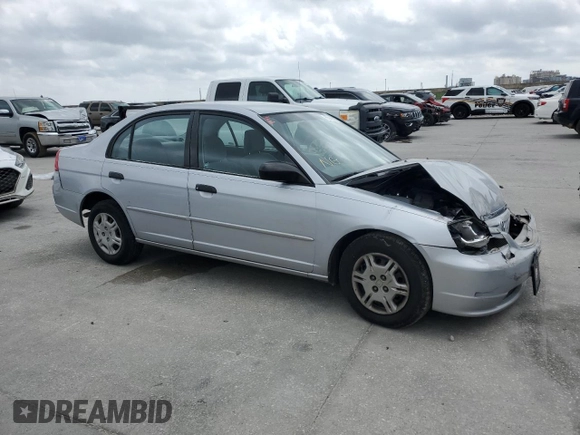 2001 Honda Civic LX with VIN JHMES16551S008527, listed as a Copart auction lot 51445275 with 0 mi miles and Salvage Title. Bid and sale history available at carsss.com. Image 4.