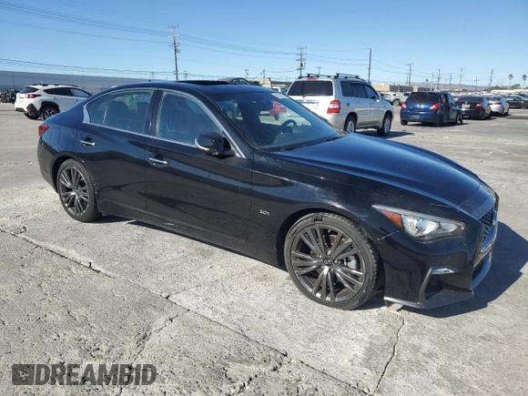 2020 Infiniti Q50 Pure with VIN JN1EV7AP5LM204983, listed as a Copart auction lot 80509274 with 13,029 mi miles and Salvage title. Bid and sale history available at DreamBid. Image 4.