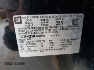 2015 Cadillac SRX Performance Collection with VIN 3GYFNCE34FS631491, listed as a Copart auction lot 64109575 with 102,763 mi miles and Salvage title. Bid and sale history available at DreamBid. Image 13.