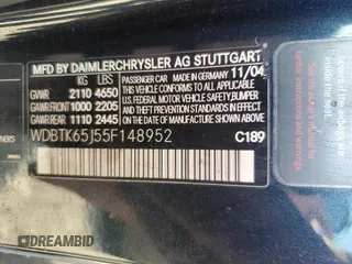 2005 Mercedes-Benz CLK 320 with VIN WDBTK65J55F148952, listed as a Copart auction lot 77080854 with Not Provided miles and Salvage Title. Bid and sale history available at DreamBid. Image 12.