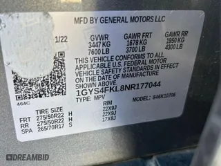 2022 Cadillac Escalade Sport with VIN 1GYS4FKL8NR177044, listed as a Copart auction lot 83387234 with 29,737 mi miles and Clean Title. Bid and sale history available at carsss.com. Image 10.