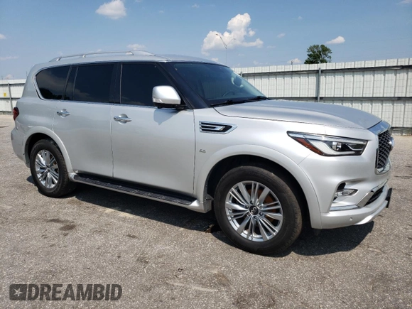 2020 Infiniti QX80 LUXE with VIN JN8AZ2NE7L9255159, listed as a Copart auction lot 61895724 with 113,974 mi miles and Salvage Title. Bid and sale history available at carsss.com. Image 4.
