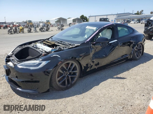 2022 Tesla Model S Plaid with VIN 5YJSA1E69NF460808, listed as a Copart auction lot 55181095 with 12,836 mi miles and Salvage Title. Bid and sale history available at DreamBid. Image 1.