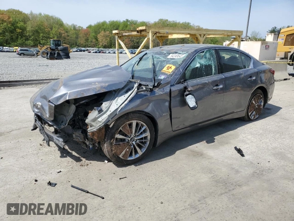 2019 Infiniti Q50 Luxe with VIN JN1EV7AR4KM558896, listed as a Copart auction lot 54249545 with 96,696 mi miles and Salvage title. Bid and sale history available at DreamBid. Image 1.