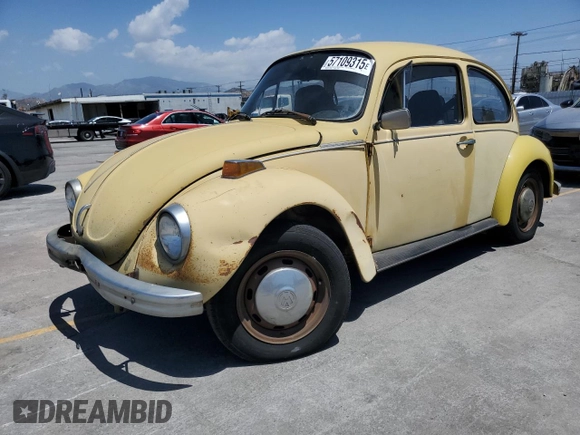 1973 Volkswagen Beetle with VIN 1332230723, listed as a Copart auction lot 57109315 with 12,672 mi miles and Clean Title. Bid and sale history available at DreamBid. Image 1.