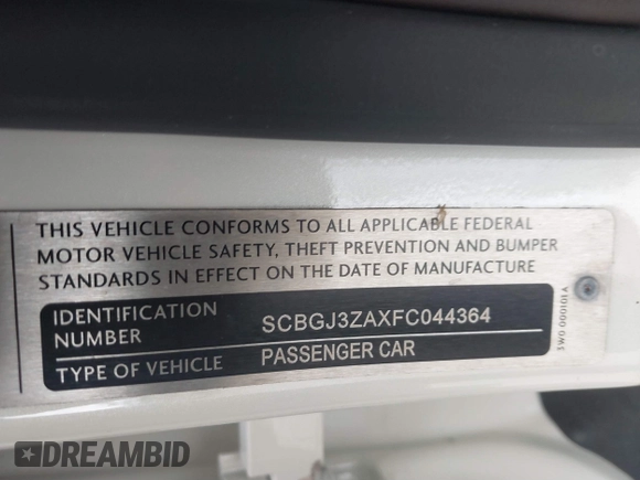 2015 Bentley Continental GT with VIN SCBGJ3ZAXFC044364, listed as a IAAI auction lot 39947673 with 3,514 mi miles and . Bid and sale history available at DreamBid. Image 9.