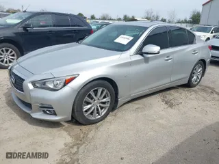 2014 Infiniti Q50 with VIN JN1BV7AP6EM680861, listed as a IAAI auction lot 41660106 with 163,969 mi miles. Bid and sale history available at carsss.com. Image 2.