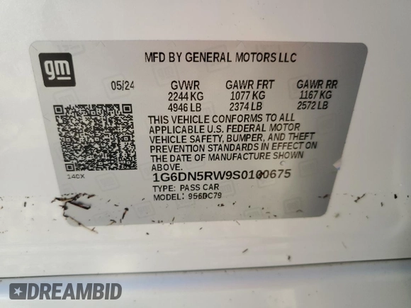 2025 Cadillac CT5 Premium Luxury with VIN 1G6DN5RW9S0100675, listed as a Copart auction lot 77497624 with Not provided miles and Salvage title. Bid and sale history available at DreamBid. Image 12.