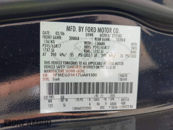 2007 Ford Explorer Sport Trac XLT z VIN 1FMEU31K17UA01300, wystawiony jako IAAI lot #42321378 z przebiegiem 221 813 mil mil oraz . Historia ofert i sprzedaży dostępna na DreamBid. Obrazek 9.