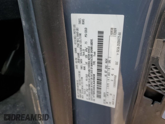 2020 Ford Transit Cargo с VIN 1FTBR3X83LKA55658, выставлен на аукционе Copart как лот 85759994 с пробегом Не указан миль и Чистый • Clean title. История ставок и продаж доступна на DreamBid. Изображение 13.