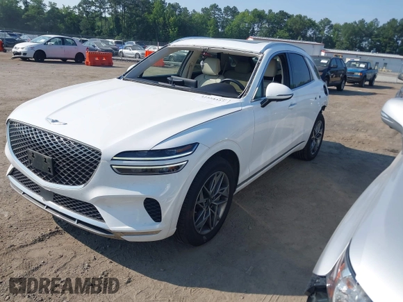 2023 Genesis GV70 2.5T with VIN KMUMADTB6PU096929, listed as a IAAI auction lot 42554427 with 73,553 mi miles and . Bid and sale history available at DreamBid. Image 2.