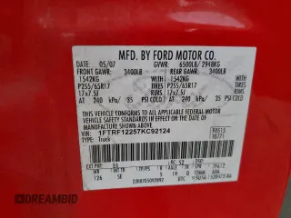 2007 Ford F-150 XL with VIN 1FTRF12257KC92124, listed as a Copart auction lot 50627995 with 142,316 mi miles and Salvage title. Bid and sale history available at DreamBid. Image 12.