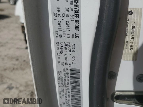 2015 Jeep Patriot Limited with VIN 1C4NJRCB2FD117682, listed as a Copart auction lot 68934394 with Not provided miles and Salvage title. Bid and sale history available at DreamBid. Image 15.