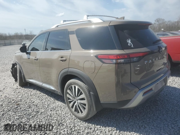 2023 Nissan Pathfinder Platinum with VIN 5N1DR3DH7PC253555, listed as a Copart auction lot 46438245 with 24,008 mi miles and Salvage title. Bid and sale history available at DreamBid. Image 2.