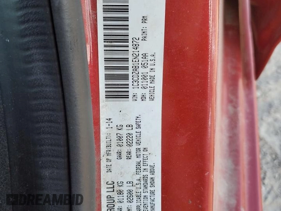 2014 Dodge Avenger SE with VIN 1C3CDZAB1EN214872, listed as a Copart auction lot 49415435 with 189,246 mi miles and Salvage Title. Bid and sale history available at carsss.com. Image 14.