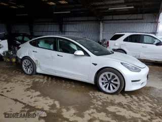 2023 Tesla Model 3 with VIN 5YJ3E1EA9PF515418, listed as a Copart auction lot 43785455 with 6,998 mi miles and Salvage Title. Bid and sale history available at carsss.com. Image 4.