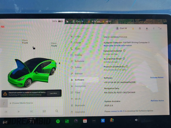 2020 Tesla Model 3 Long Range with VIN 5YJ3E1EB9LF795408, listed as a IAAI auction lot 41735428 with 56,013 mi miles. Bid and sale history available at carsss.com. Image 18.