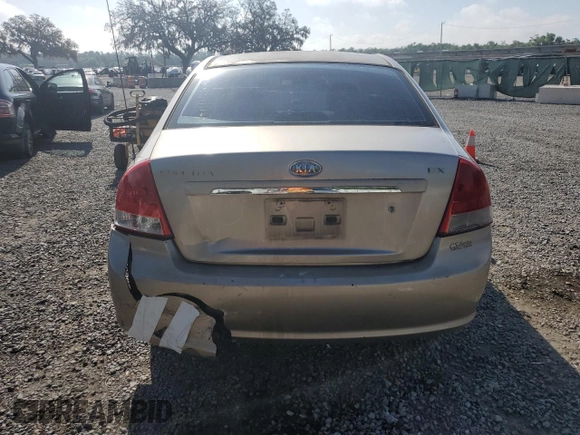 2007 Kia Spectra EX with VIN KNAFE121375478544, listed as a Copart auction lot 51572015 with 200,203 mi miles and Salvage Title. Bid and sale history available at carsss.com. Image 6.