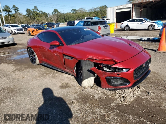 2021 Jaguar F-Type R with VIN SAJD51FE1MCK73529, listed as a Copart auction lot 41490695 with 23,201 mi miles and Salvage Title. Bid and sale history available at DreamBid. Image 4.