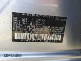 2017 Subaru Impreza Premium with VIN 4S3GTAD65H3729132, listed as a Copart auction lot 54177255 with 95,941 mi miles and Salvage title. Bid and sale history available at DreamBid. Image 13.