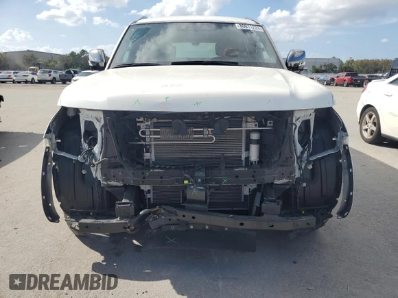 2020 Nissan Armada Platinum with VIN JN8AY2NF5L9360651, listed as a Copart auction lot 80011224 with 28,093 mi miles and Salvage Title. Bid and sale history available at carsss.com. Image 5.
