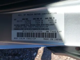 2016 Mazda 6 i Sport with VIN JM1GJ1U50G1412026, listed as a IAAI auction lot 41820838 with 130,262 mi miles and . Bid and sale history available at DreamBid. Image 9.