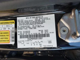 2016 Ford Fusion Titanium with VIN 3FA6P0K9XGR152837, listed as a IAAI auction lot 41647436 with 196,700 mi miles. Bid and sale history available at carsss.com. Image 9.