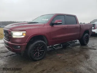 2021 Ram 1500 Laramie with VIN 1C6SRFJT4MN793734, listed as a Copart auction lot 46524225 with 82,340 mi miles and Salvage Title. Bid and sale history available at carsss.com. Image 1.