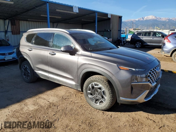 2021 Hyundai Santa Fe Hybrid Blue with VIN KM8S2DA1XMU011812, listed as a Copart auction lot 76833204 with 64,764 mi miles and Salvage Title. Bid and sale history available at carsss.com. Image 4.