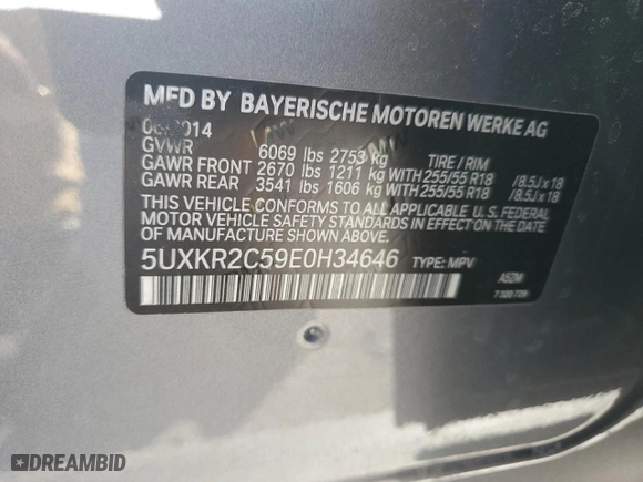 2014 BMW X5 sDrive35i with VIN 5UXKR2C59E0H34646, listed as a Copart auction lot 48880095 with 119,201 mi miles and Salvage Title. Bid and sale history available at carsss.com. Image 16.