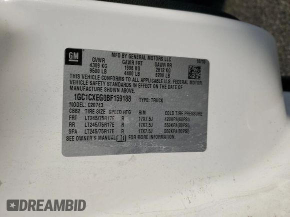 2011 Chevrolet Silverado 2500HD LT with VIN 1GC1CXEG0BF159188, listed as a Copart auction lot 43047435 with 136,606 mi miles and Salvage Title. Bid and sale history available at carsss.com. Image 14.