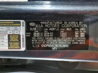 2019 Kia Sportage LX with VIN KNDPM3AC9K7613841, listed as a Copart auction lot 52531705 with 117,425 mi miles and Salvage Title. Bid and sale history available at carsss.com. Image 12.